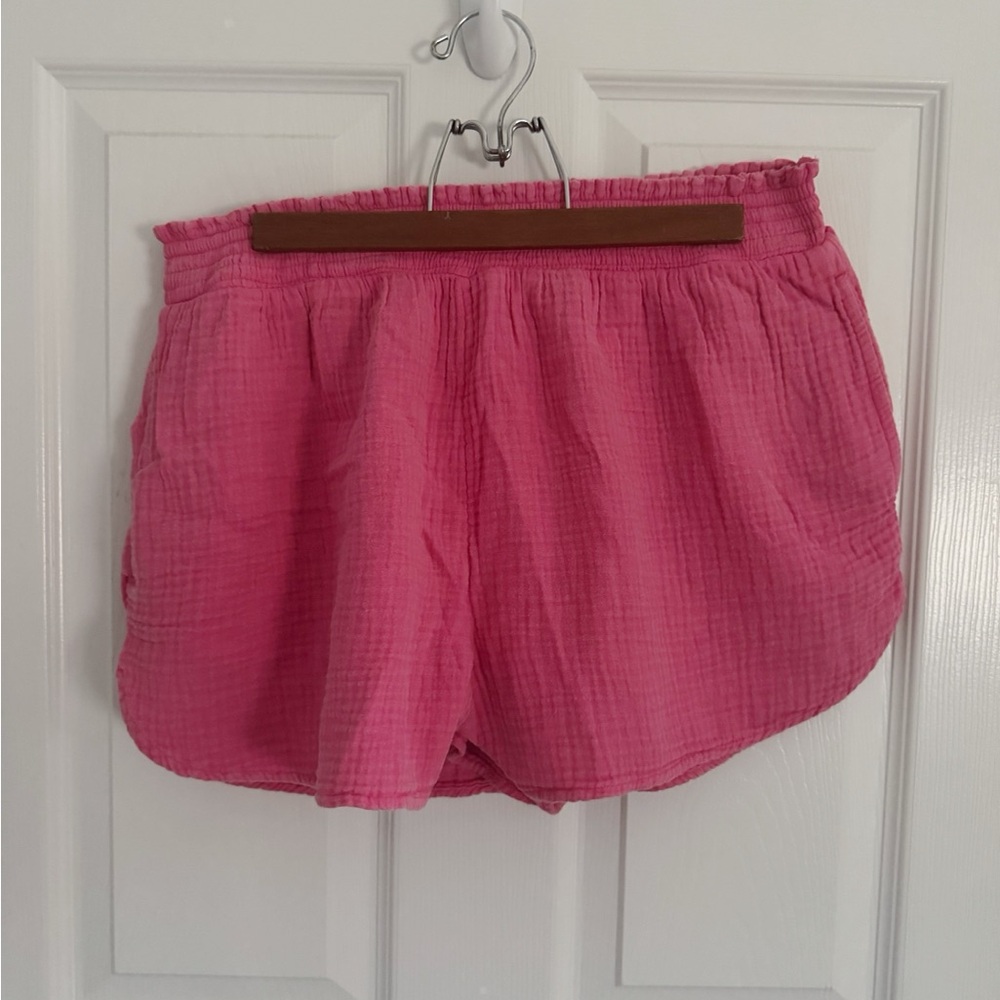 NWT Aerie High Waisted Pool-To-Party Shorts, Pink, Size L